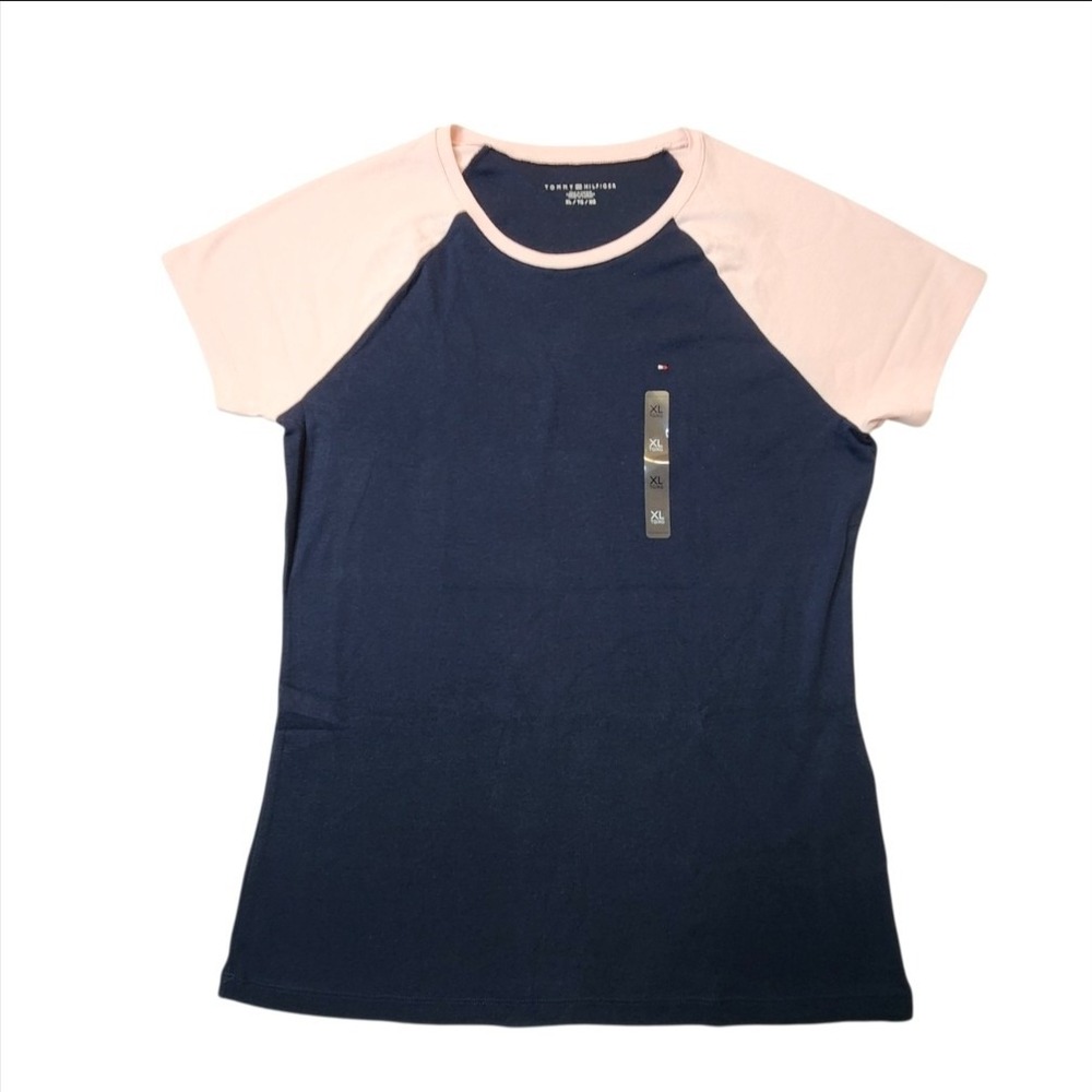 Tommy Hilfiger Women T-shirt Short Sleeve 100% Cotton Flag Logo XL